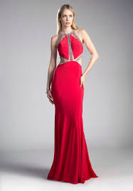 Ladivine 62139 - Beaded Stretch Knit Sheath Long Dress