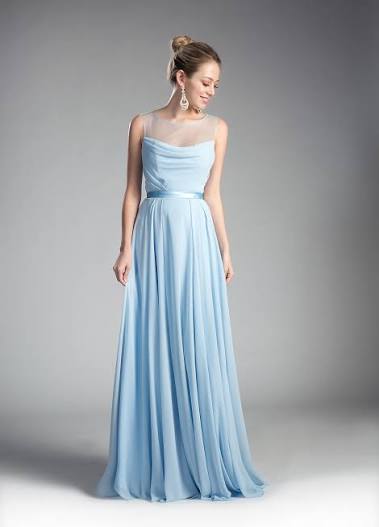 Ladivine CJ236 - Empire Waist Chiffon A-Line Dress