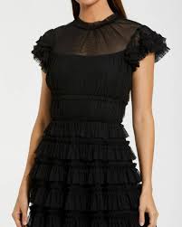 Mac Duggal 8285 - Flutter Sleeve Micro Ruffle Evening Dress
