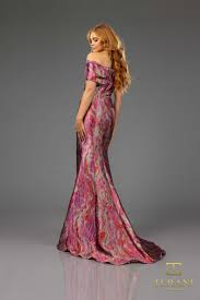 Terani Couture 251M4434 - Beaded Strap Jacquard Evening Dress