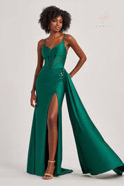 Colette By Daphne CL8480 - Spaghetti Strap High Slit Gown