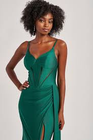 Colette By Daphne CL8480 - Spaghetti Strap High Slit Gown