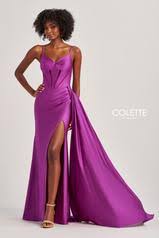 Colette By Daphne CL8480 - Spaghetti Strap High Slit Gown
