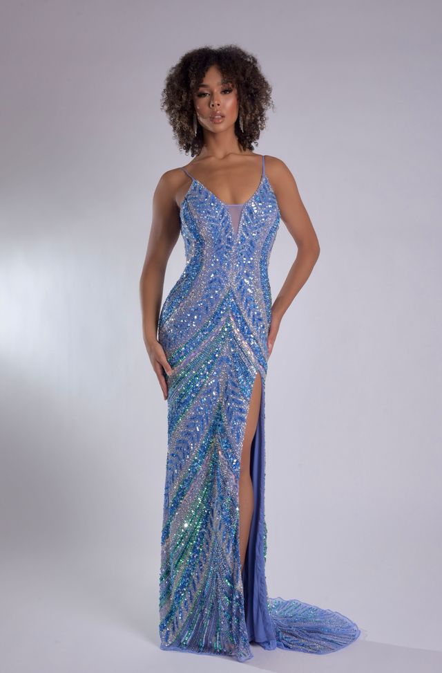 Jasz Couture 7611 - V-Open Back Sequined Gown