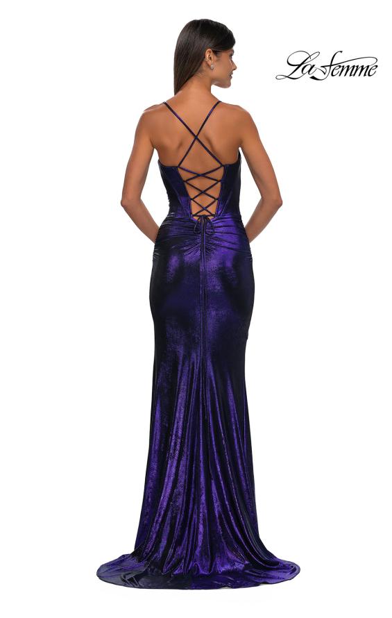 La Femme 33032 - Brushed Metallic Sleeveless Prom Gown