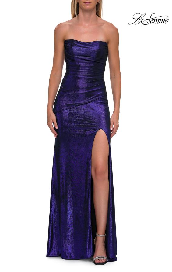 La Femme 33291 - Scoop Neck Metallic Sheath Gown