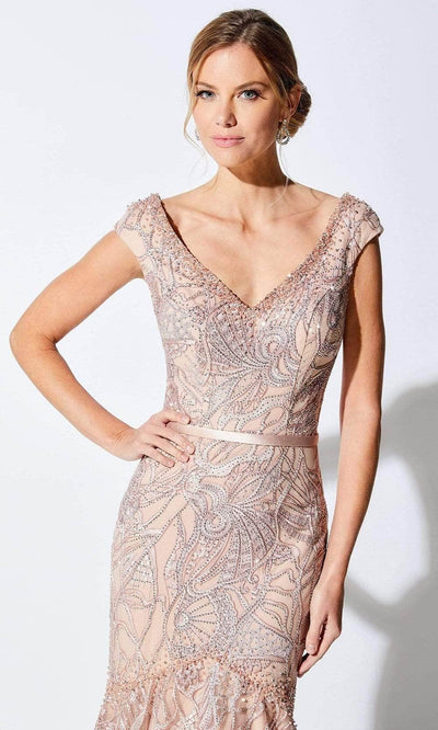 Ivonne D - 221D53 Embroidered V-Neck Evening Dress - 1 pc Pink Topaz In Size 6 Available CCSALE 6 / Pink Topaz