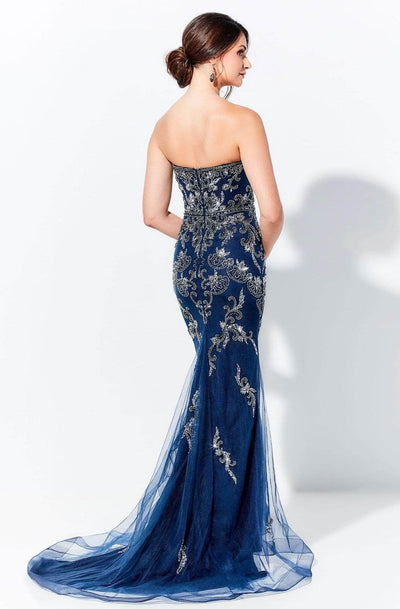 Ivonne D by Mon Cheri - 120D06 Embellished Strapless Long Dress - 1 pc Navy In Size 8 Available Evening Dresses 8 / Navy