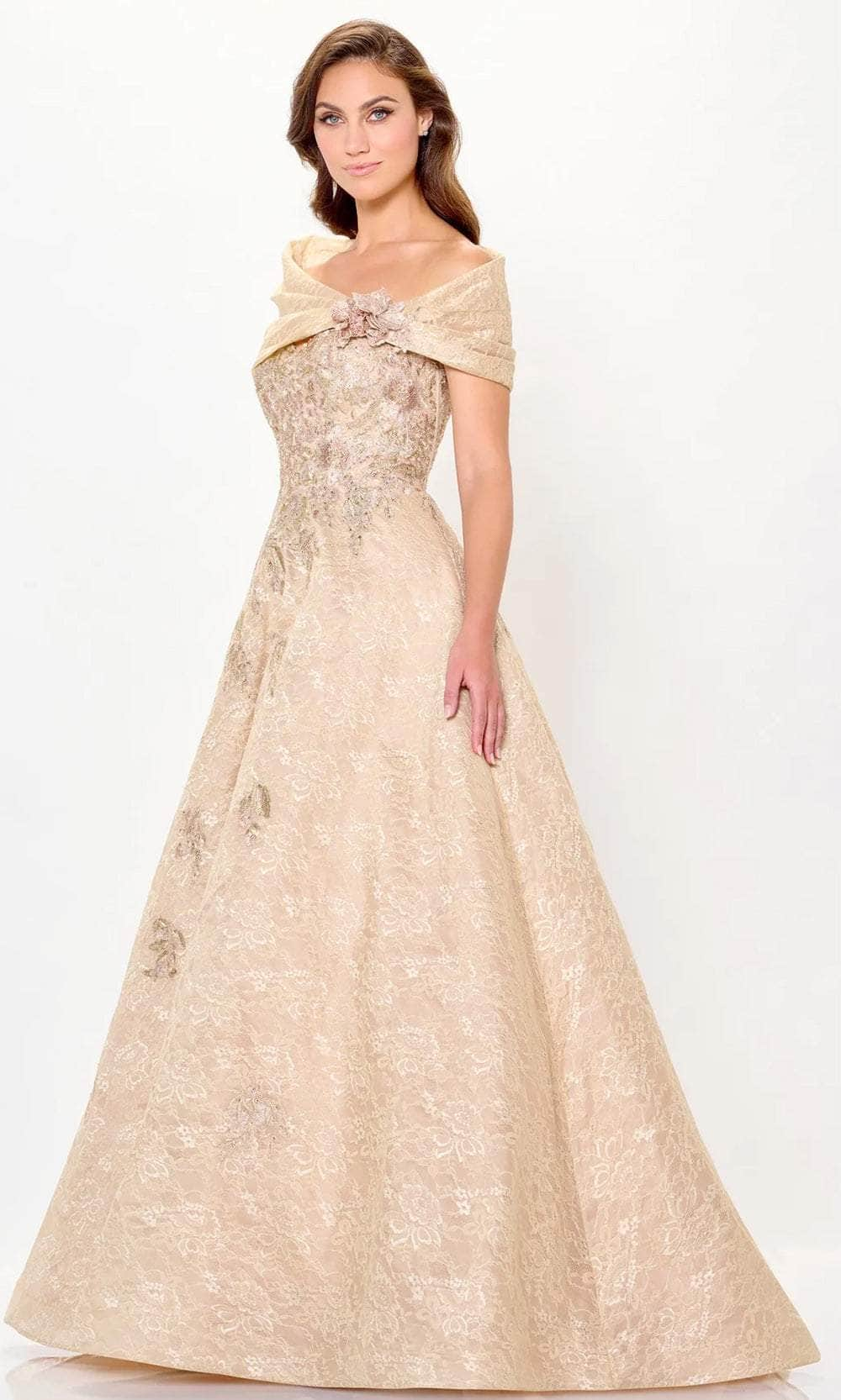 Ivonne D ID6202 - Floral Embroidered Evening Dress Special Occasion Dresses 4 / Champagne