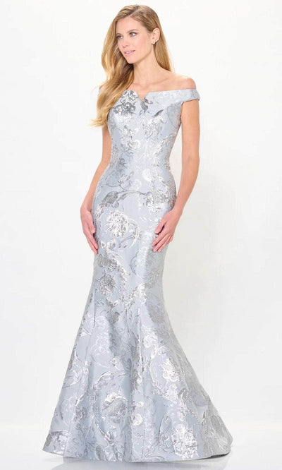 Ivonne D ID6204 - Off Shoulder Brocade Evening Gown Special Occasion Dresses 4 / Silver