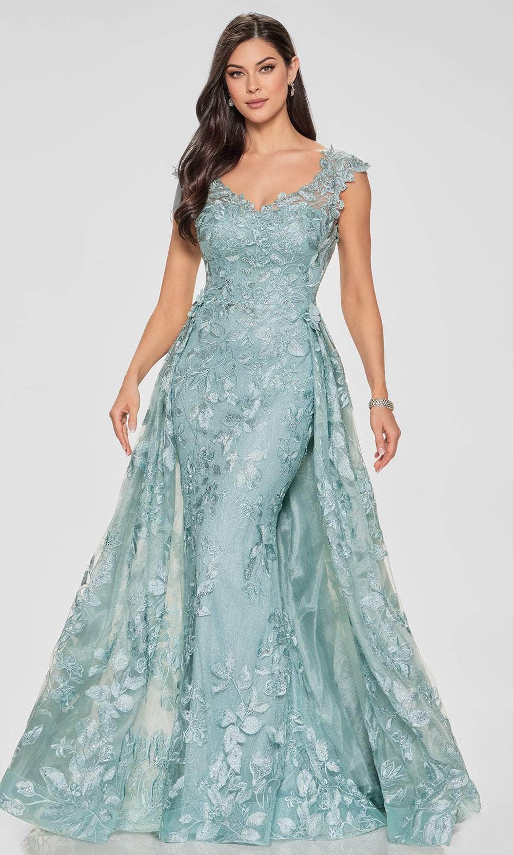 Ivonne D ID801 - Embroidered Mermaid Gown with Detachable Train Special Occasion Dress