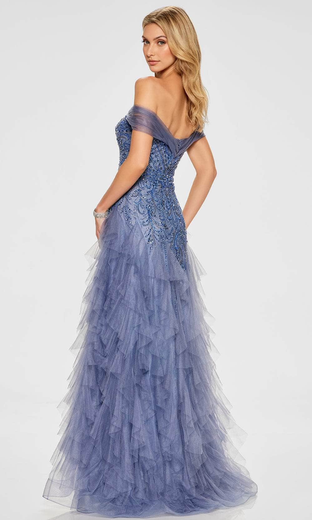 Ivonne D ID806 - Off-Shoulder Embellished A-Line Gown with Shawl Prom Dresses