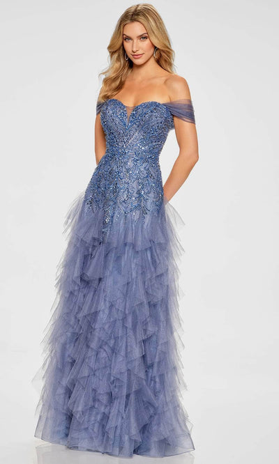 Ivonne D ID806 - Off-Shoulder Embellished A-Line Gown with Shawl Prom Dresses