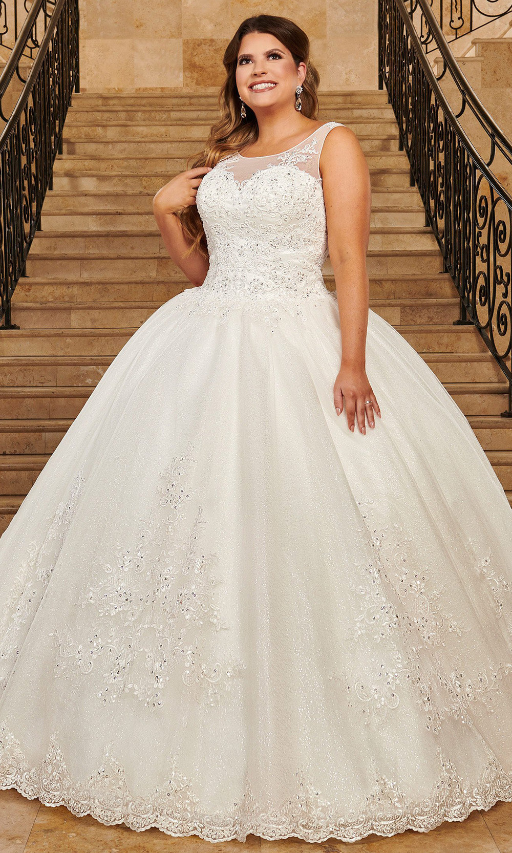 Rachel Allan 6364 - Sleeveless Illusion Back Tulle Gown Wedding Dresses