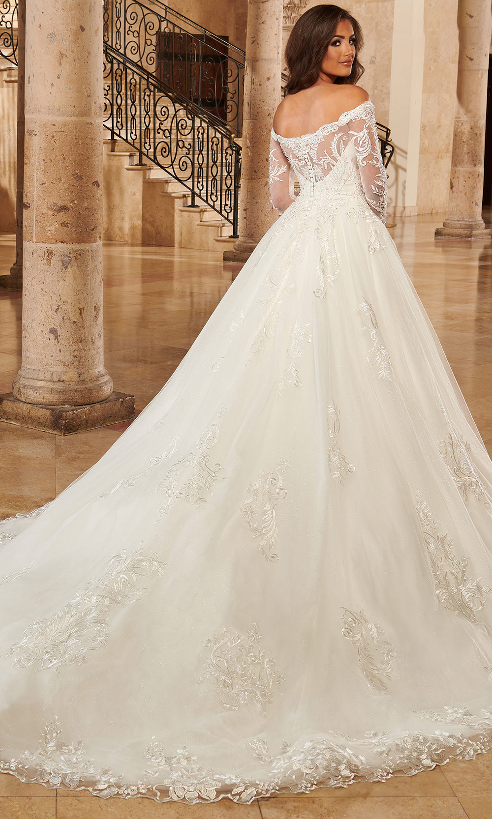 Rachel Allan MB3144 - Long Sleeve Lace Appliqued Bridal Gown Wedding Dresses
