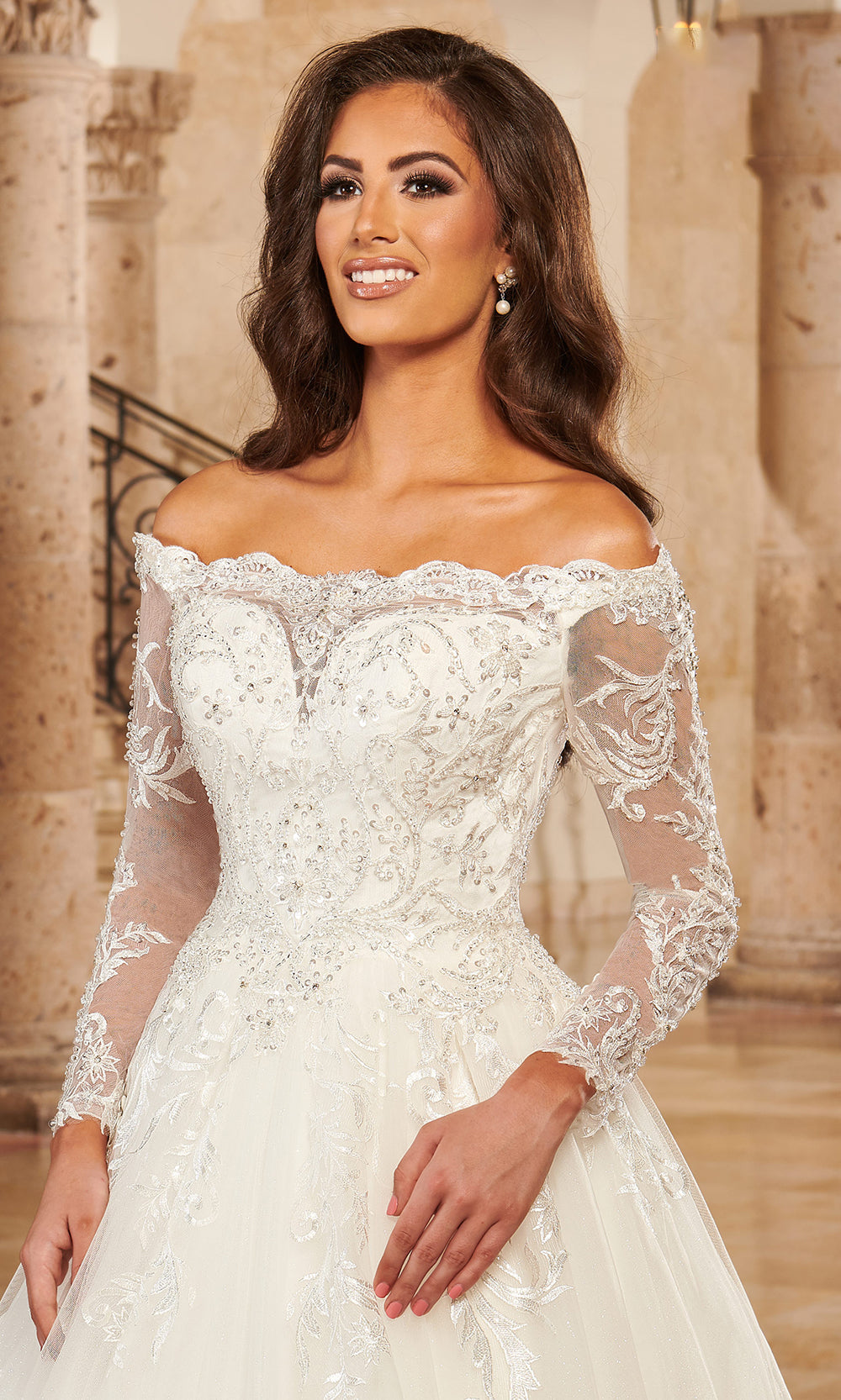 Rachel Allan MB3144 - Long Sleeve Lace Appliqued Bridal Gown Wedding Dresses
