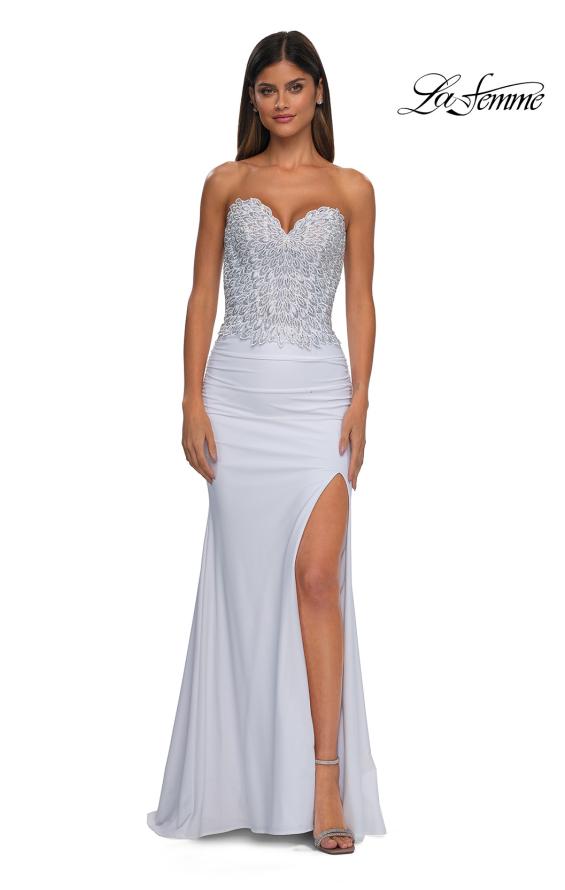 La Femme 32961 - Illusion Back Strapless Prom Gown