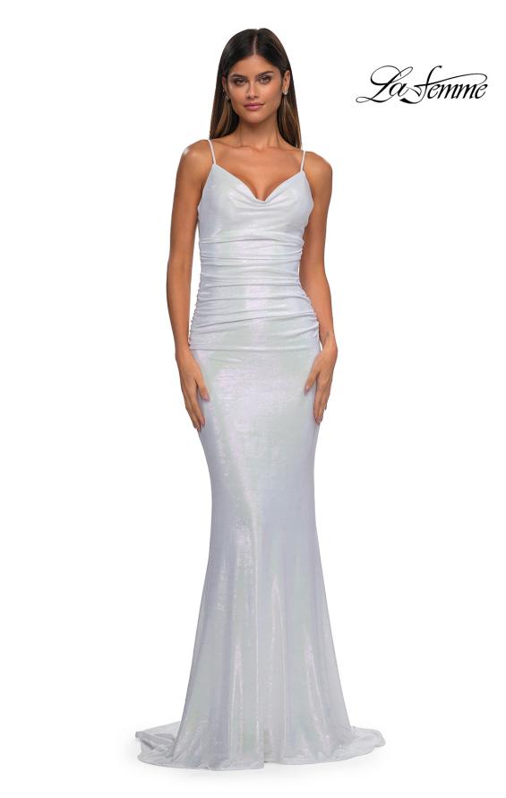 La Femme 33034 - V-Neck Exposed Boning Prom Gown
