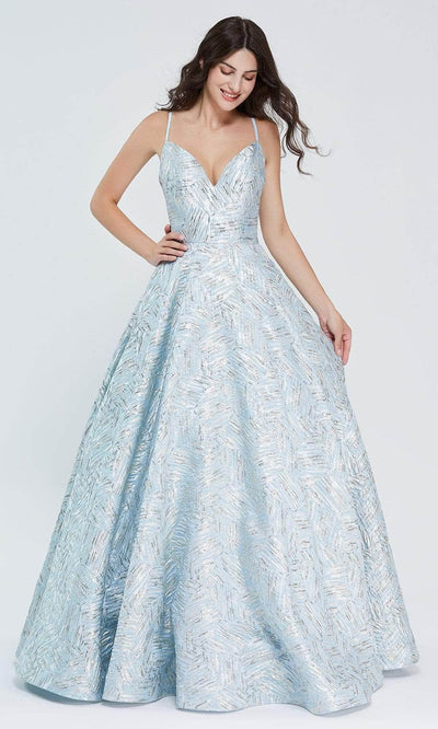 J'Adore Dresses J20024 - Lace-Up Back Sequin Ballgown Ball Gowns 12 / Sky