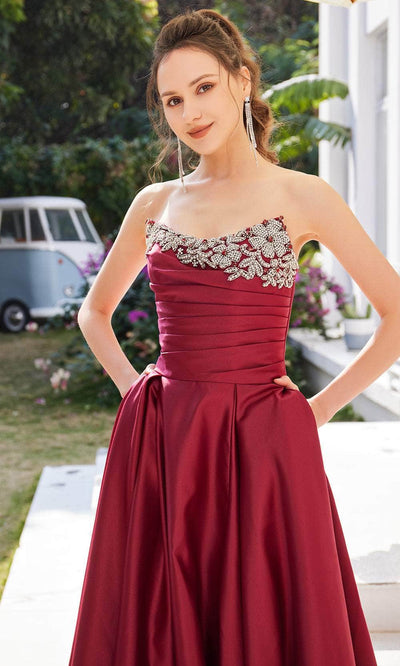J'Adore Dresses J21028 - Strapless Straight Across Neck Long Dress Special Occasion Dress