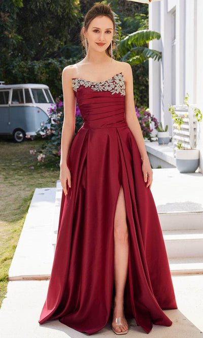 J'Adore Dresses J21028 - Strapless Straight Across Neck Long Dress Special Occasion Dress
