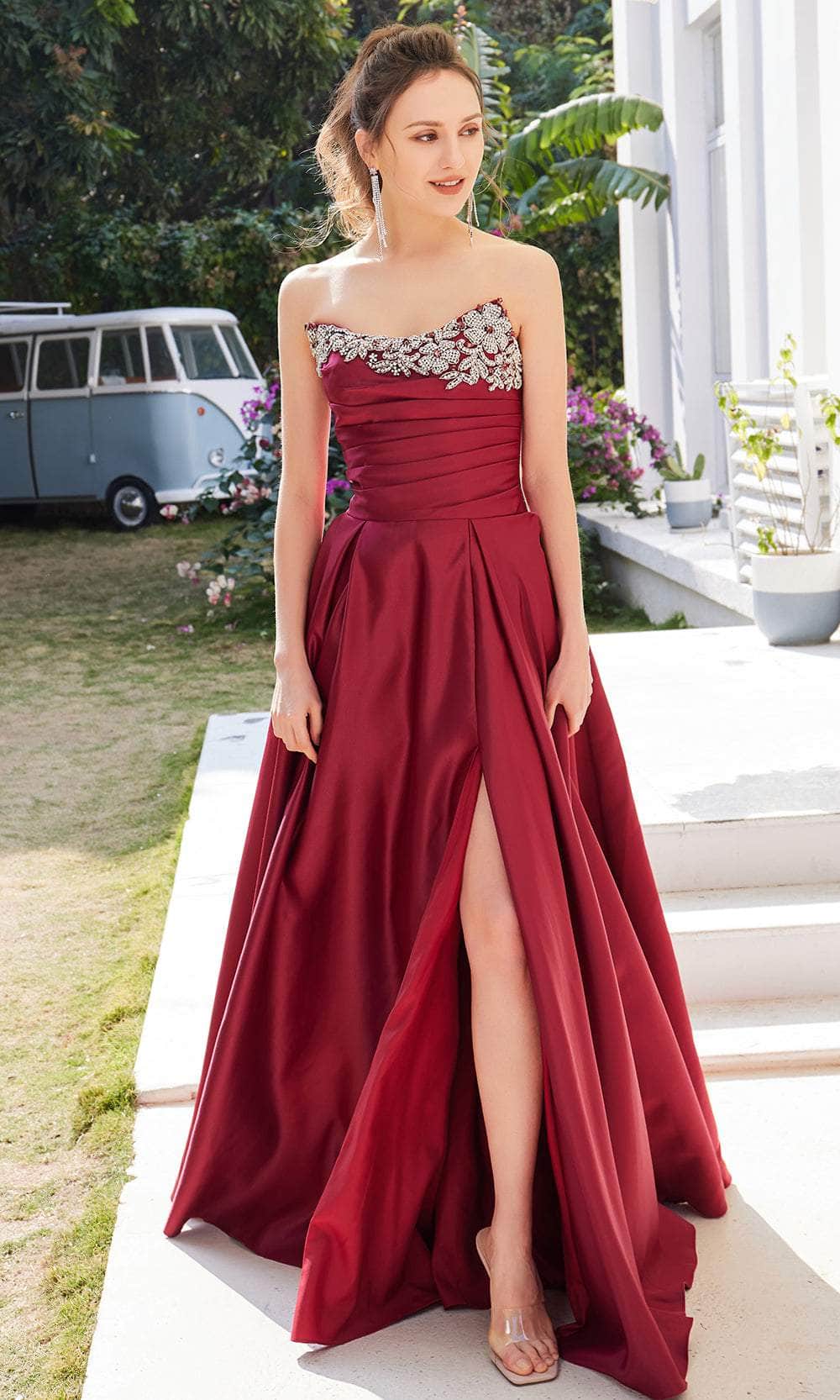 J'Adore Dresses J21028 - Strapless Straight Across Neck Long Dress Special Occasion Dress