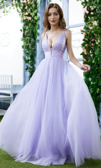 J'Adore Dresses J22042 - Beaded Bodice Tulle Ballgown Special Occasion Dress 2 / Violet