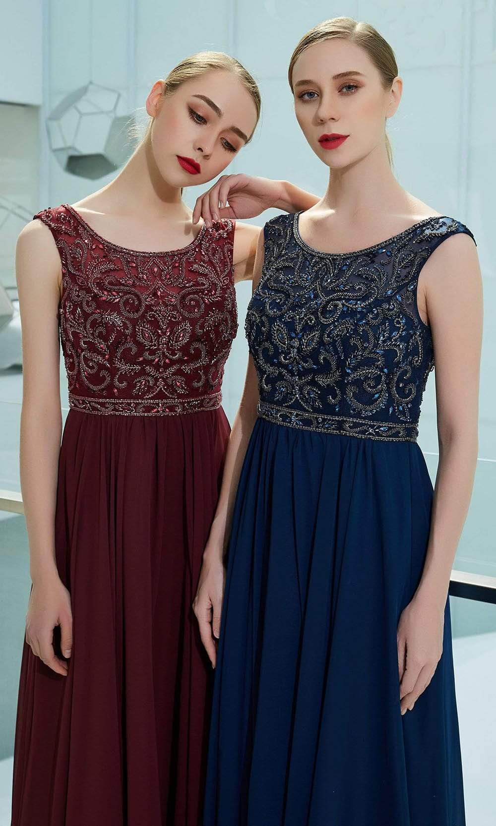 J'Adore - J19017 Beaded Bridesmaid Flowy Dress Bridesmaid Dresses