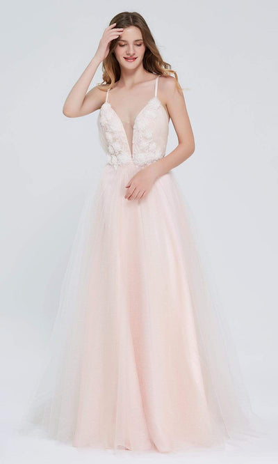 J'Adore - J20008 Plunging V-Neck Glitter Ballgown Special Occasion Dress