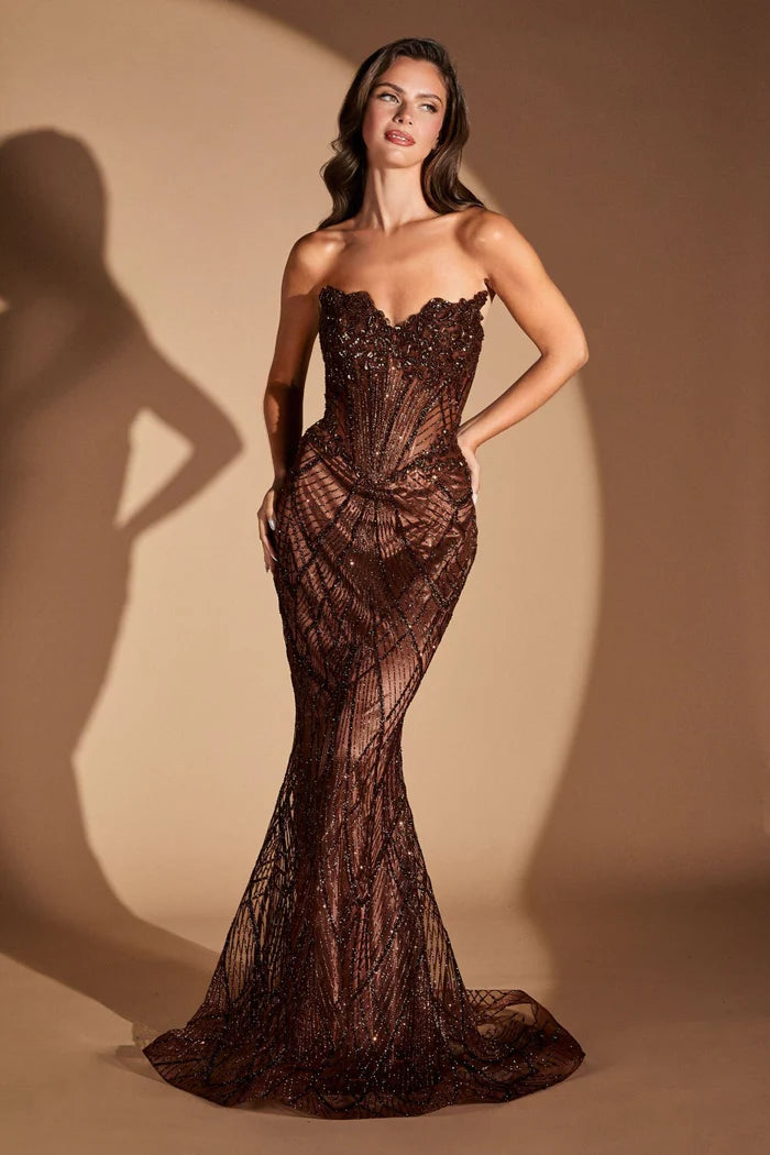 Ladivine J888 - Embellished Strapless Sweetheart Mermaid Gown