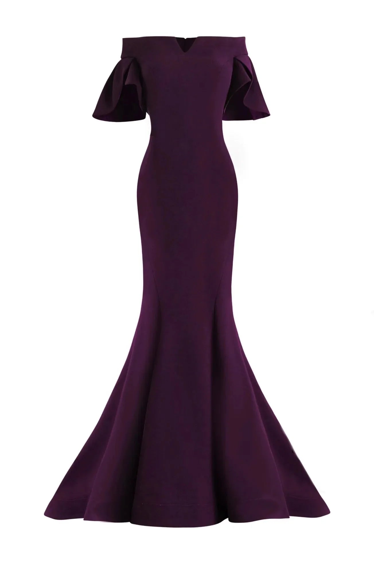 Janique - 1941 Notched Off Shoulder Ruffle Sleeve Evening Gown Mother of the Bride Dresses