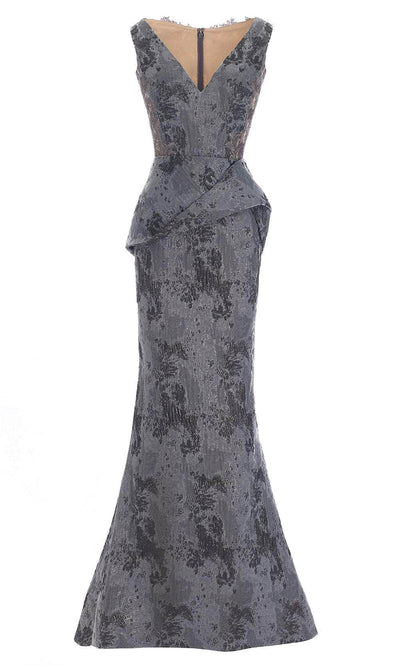 Janique - 45021 Gilt-Accented Jacquard Peplum Mermaid Gown Mother of the Bride Dresses