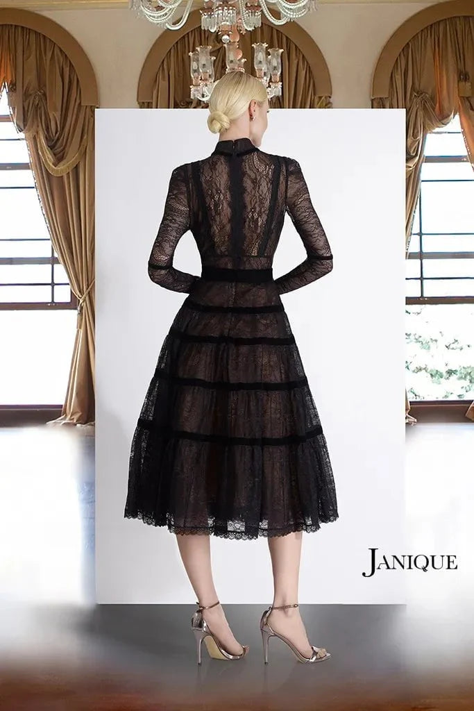 Janique K6631 - Tea Length Lace Dress Cocktail Dresses