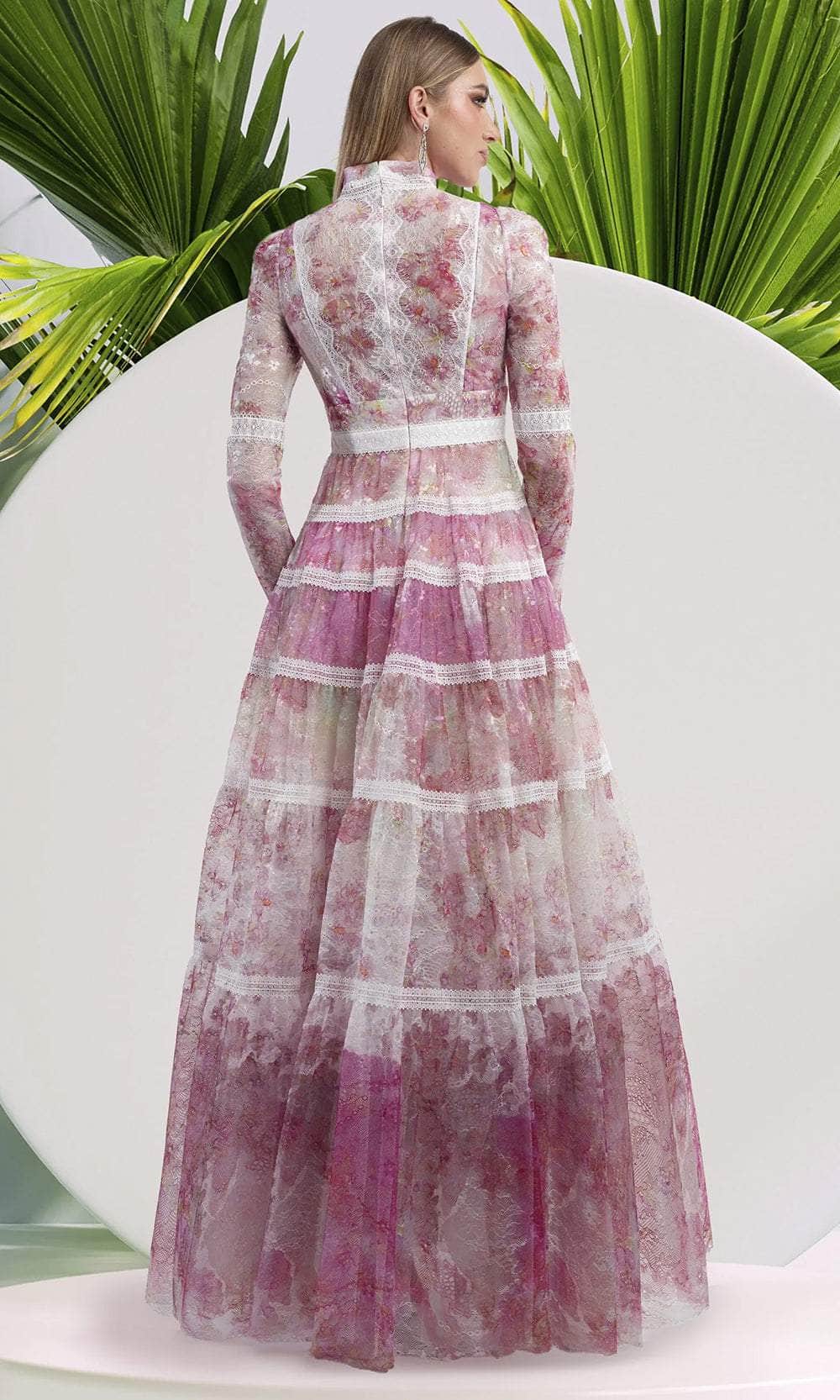 Janique K8031 - High Neckline Lace A-Line Gown Mother of the Bride Dresses