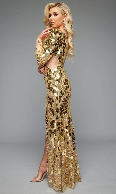 Jasz Couture 7600 - Bold Mirror Embellished Cutout Dress Formal Gowns