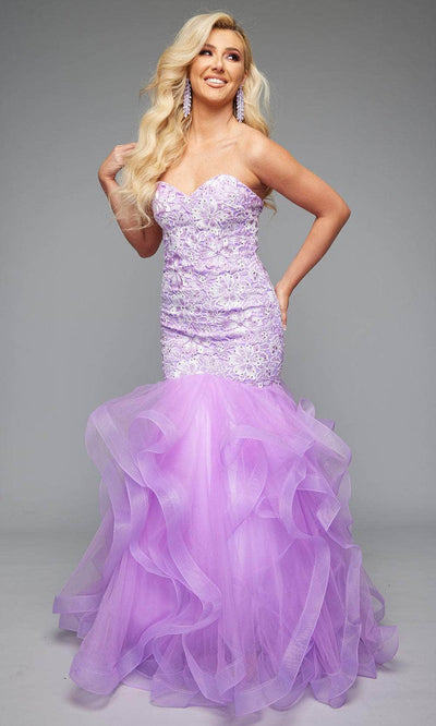 Jasz Couture 7617 - Mermaid Gown with Floral Lace and Ruffles Prom Dresses