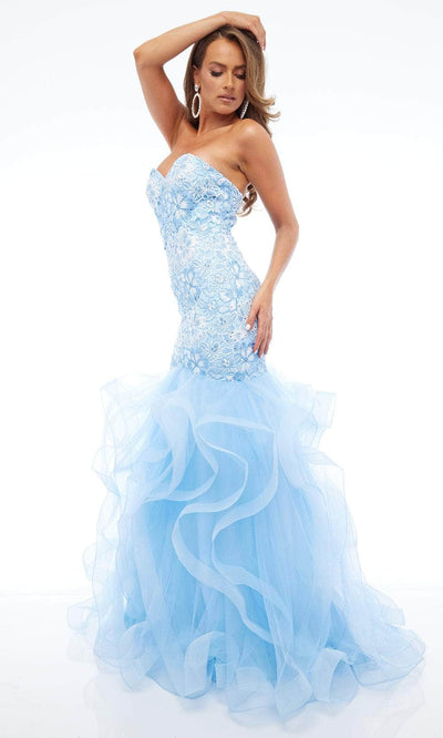 Jasz Couture 7617 - Mermaid Gown with Floral Lace and Ruffles Prom Dresses