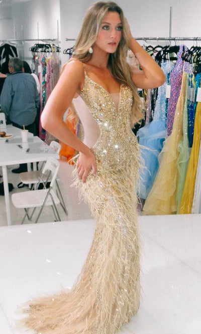Jasz Couture 7637 - Elegant Gown with Sheer Side Cutouts Prom Dresses