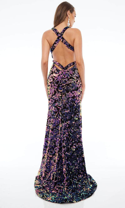 Jasz Couture 7641 - Elegant Deep V-Neck Velvet Dress Prom Dresses