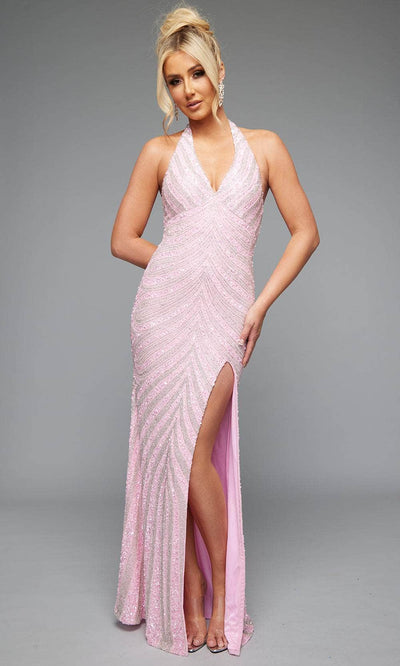 Jasz Couture 7651 - Dazzling Beaded Gown with High Slit Prom Dresses