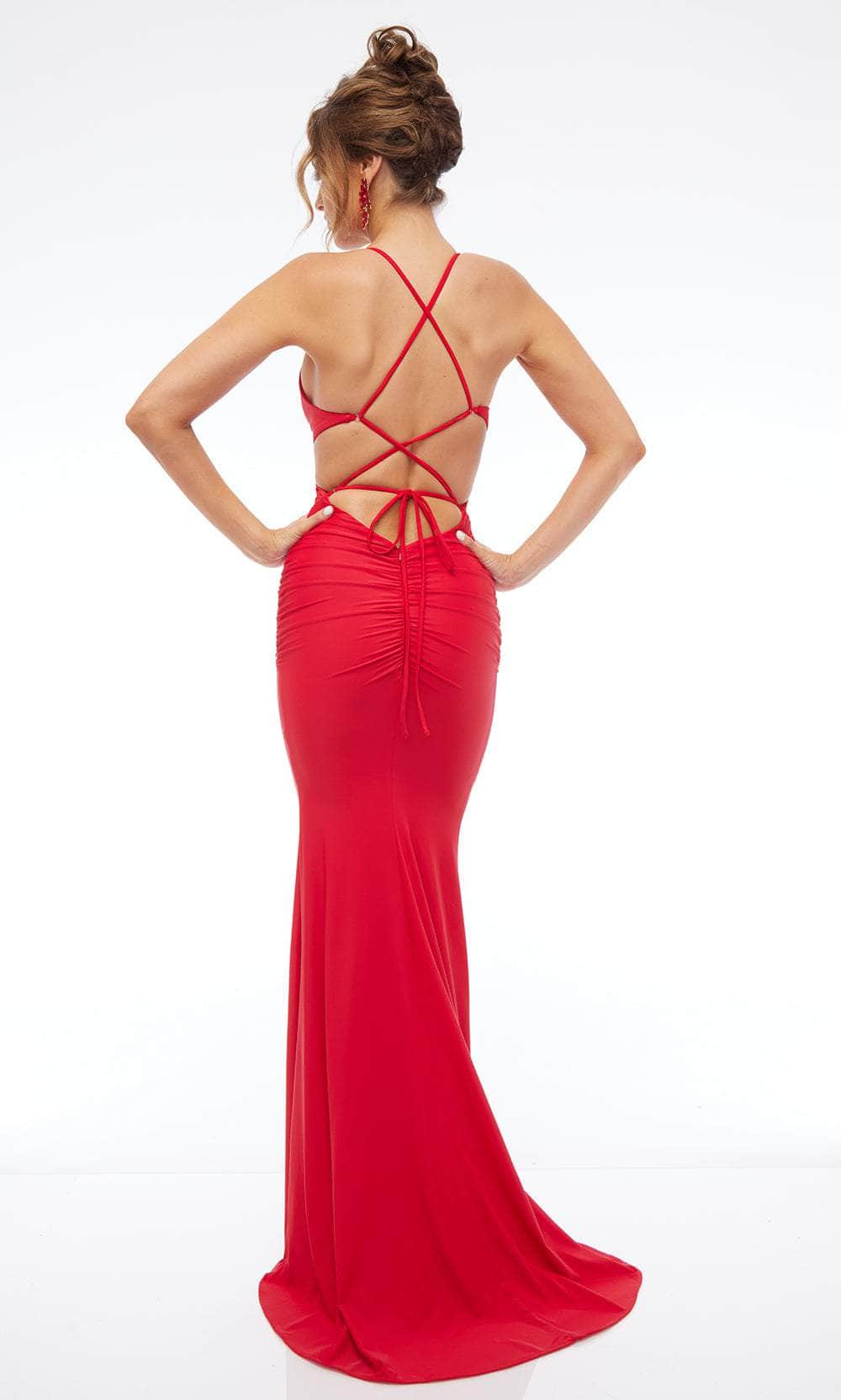 Jasz Couture 7683 - Cutout Jersey Sheath Gown Prom Dresses