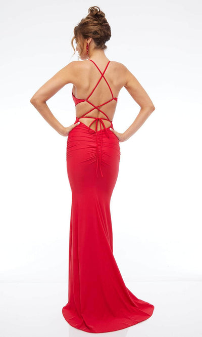 Jasz Couture 7683 - Cutout Jersey Sheath Gown Prom Dresses
