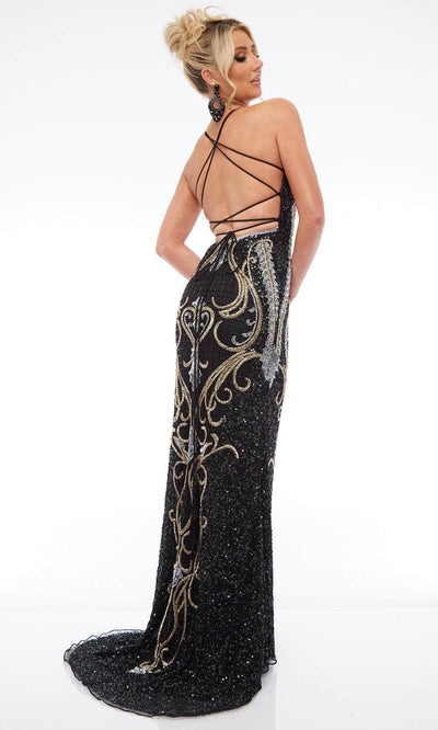 Jasz Couture 7697 - Stunning High Slit Gown with Lace-Up Back Prom Dresses