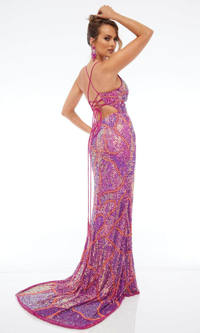 Jasz Couture 7702 - V-Neck Sheath Gown with Sweep Train Prom Dresses