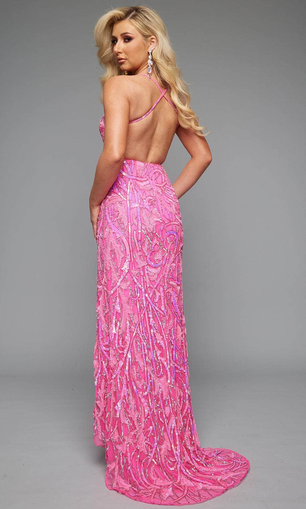 Jasz Couture 7704 - Sequined Gown with Crisscross Open Back Prom Dresses