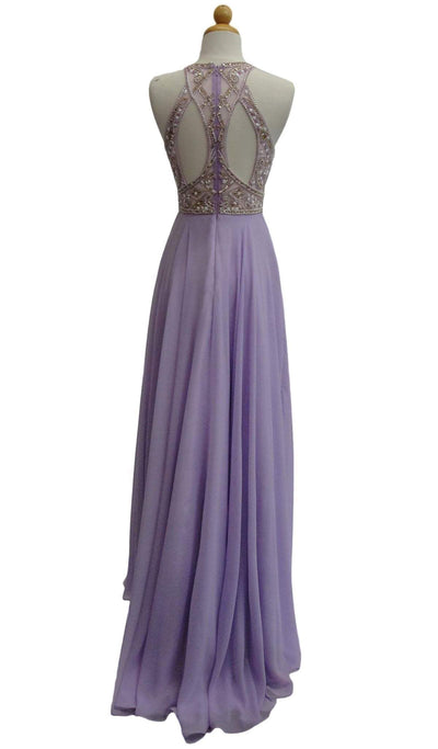 Jeweled Illusion Halter A-line Prom Dress Dress