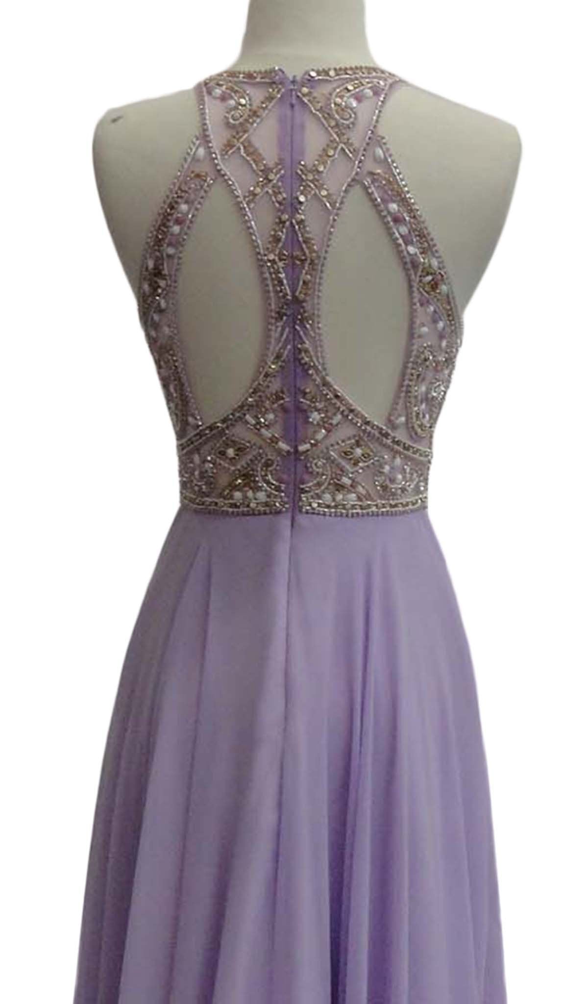 Jeweled Illusion Halter A-line Prom Dress Dress