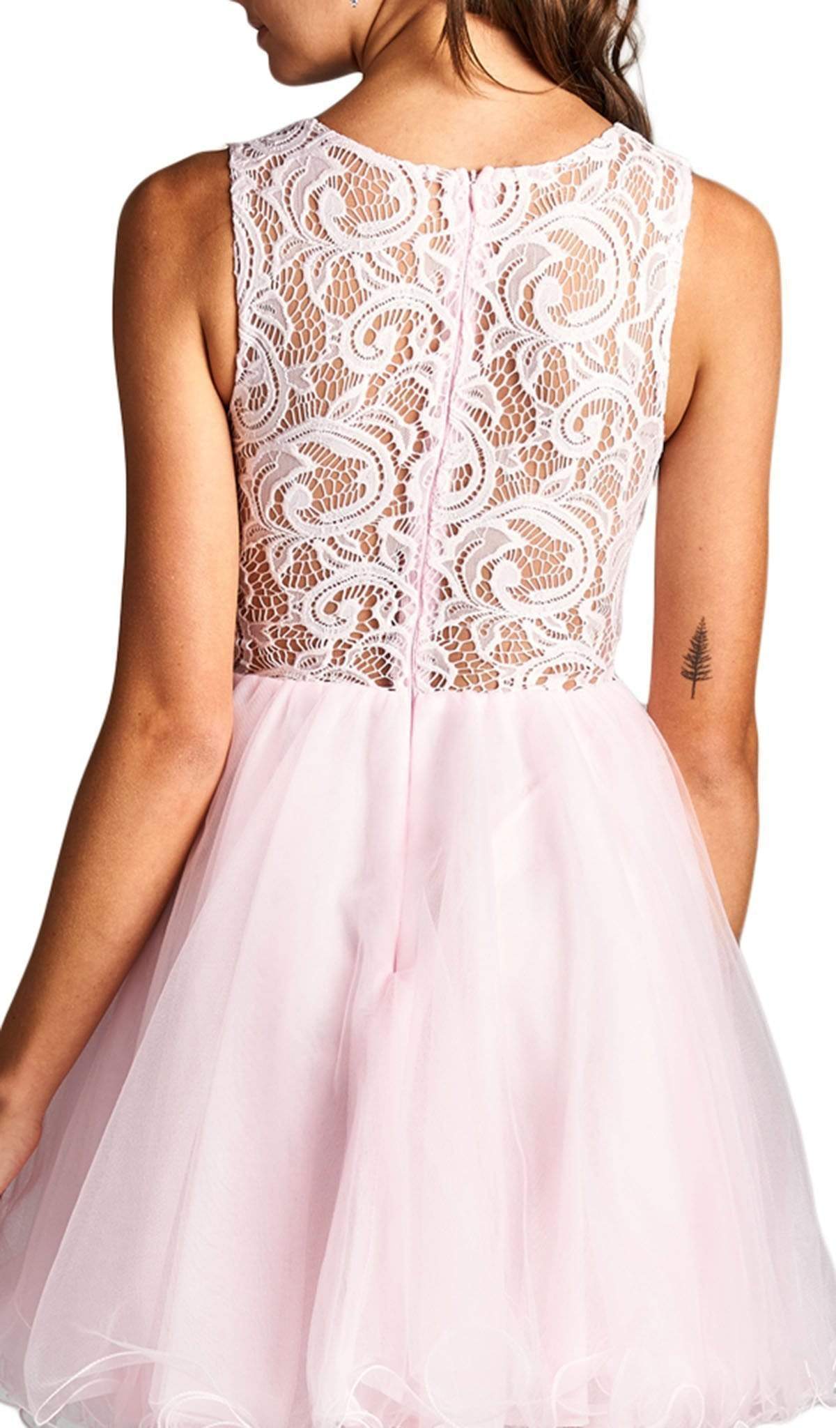 Jeweled Lace Illusion Jewel A-line Evening Dress Dress