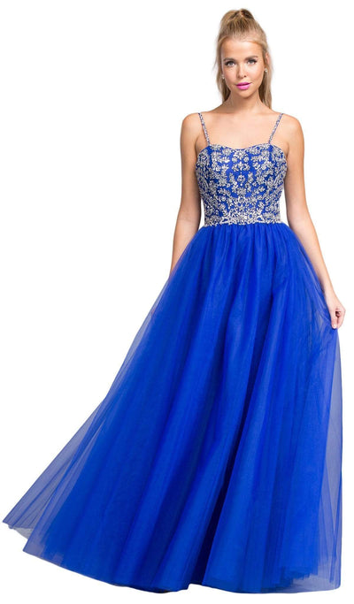 Jeweled Semi-Sweetheart A-line Evening Dress Dress XXS / Royal