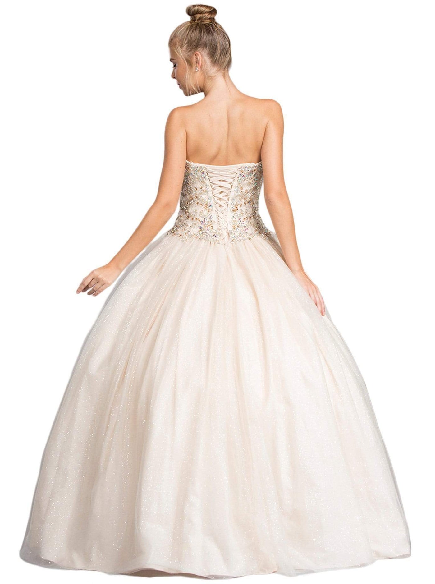 Jeweled Strapless Sweetheart Evening Ballgown Dress